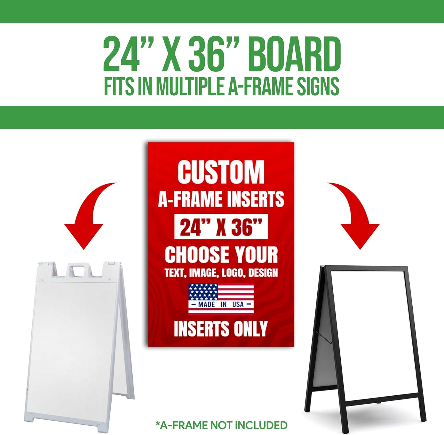 Custom A-Frame Sign Inserts by BCB Print - Durable & Weather-Resistant Plastic Panels | Custom Print Inserts for Sidewalk Boards, Restaurants, Retail & Event Signage | 24"x36"