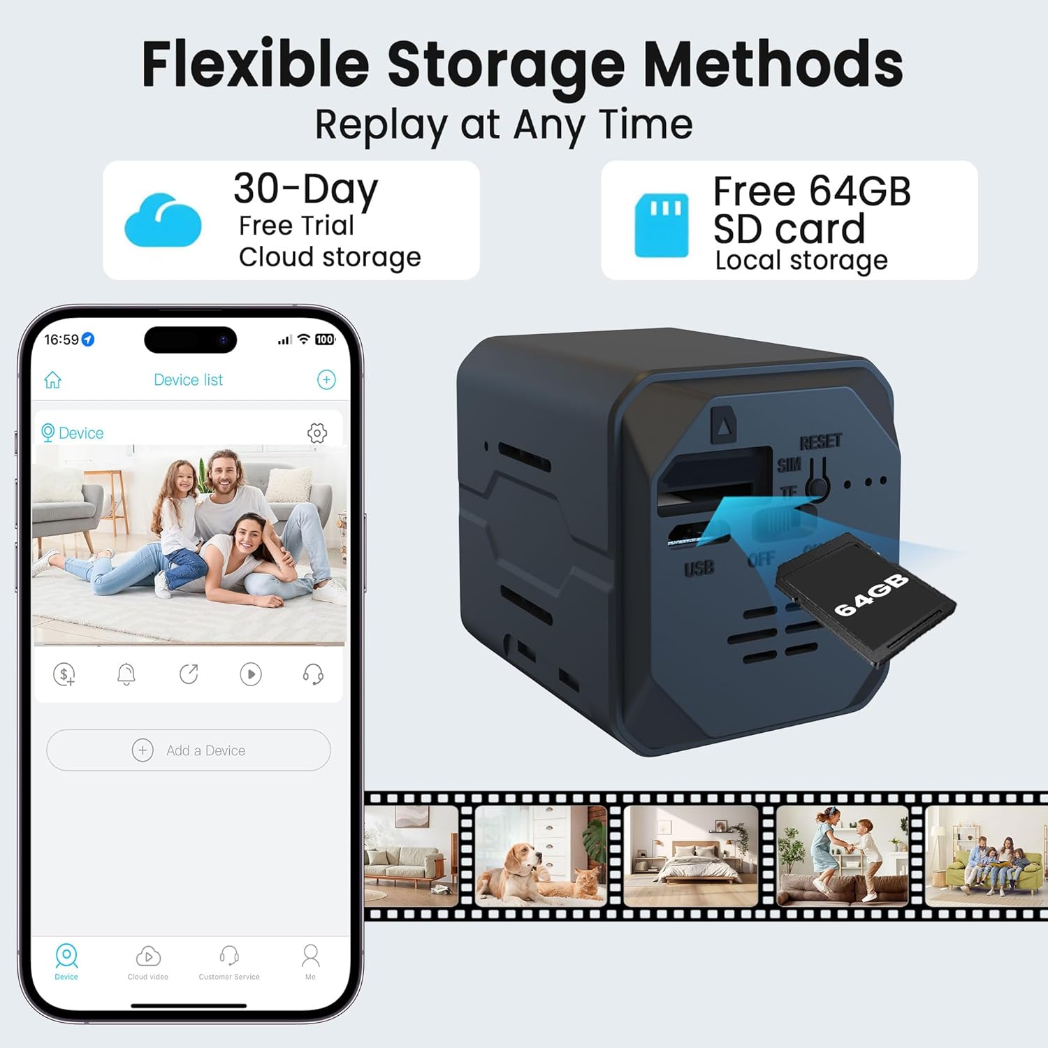 4K Security Camera with 64GB SD Card, Battery Powered Security Cam, 100-Day Standby, AI Human Detection, Night Vision, Real-Time Alert, Baby Monitor, Pet Cam for Home or Office