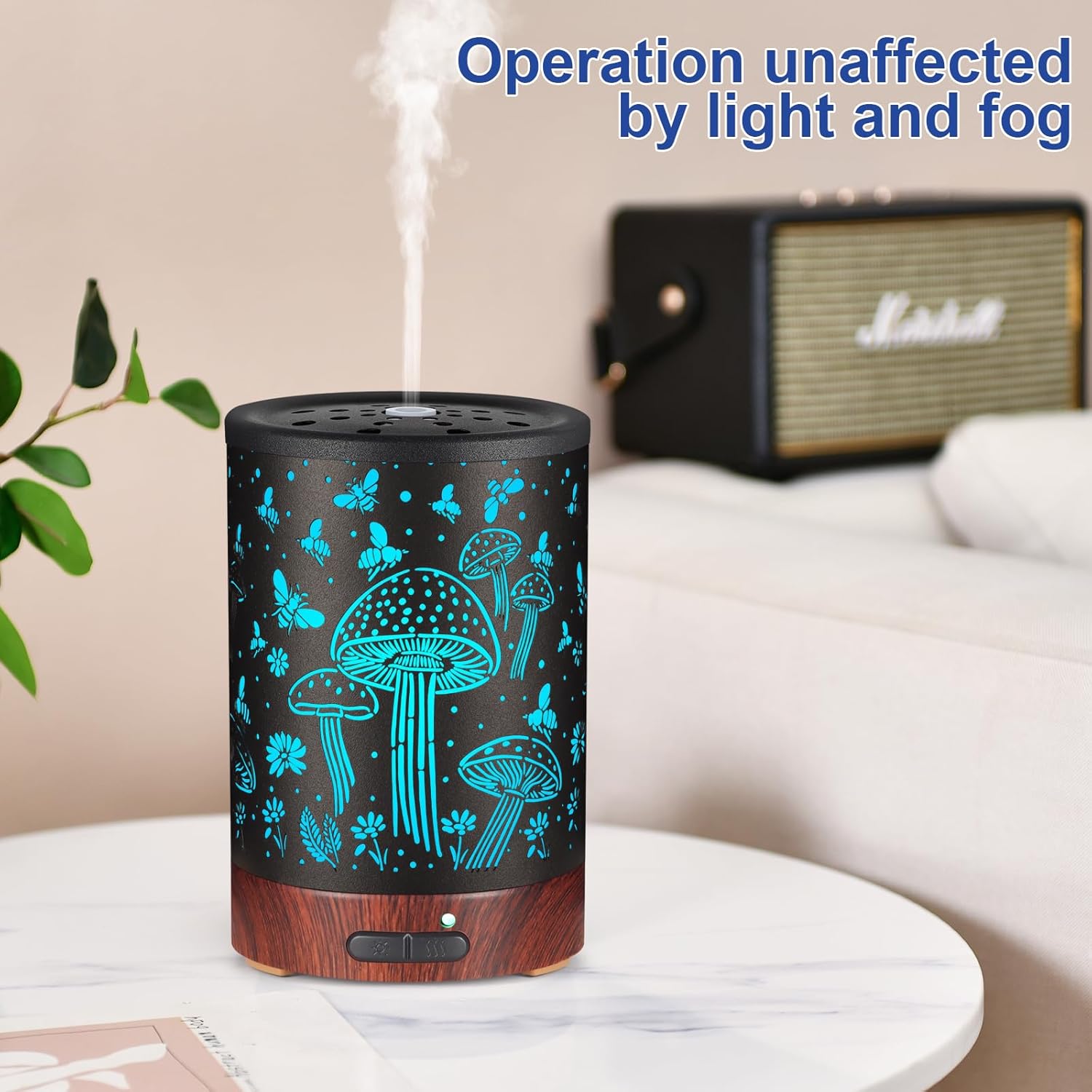 Essential Oil Diffuser- Aromatherapy Diffuser with7 Colors Light and Auto-Off for Women Metal Cool Mist Humidifier for Home and Office for Mom Women（Mushroom + Bee）