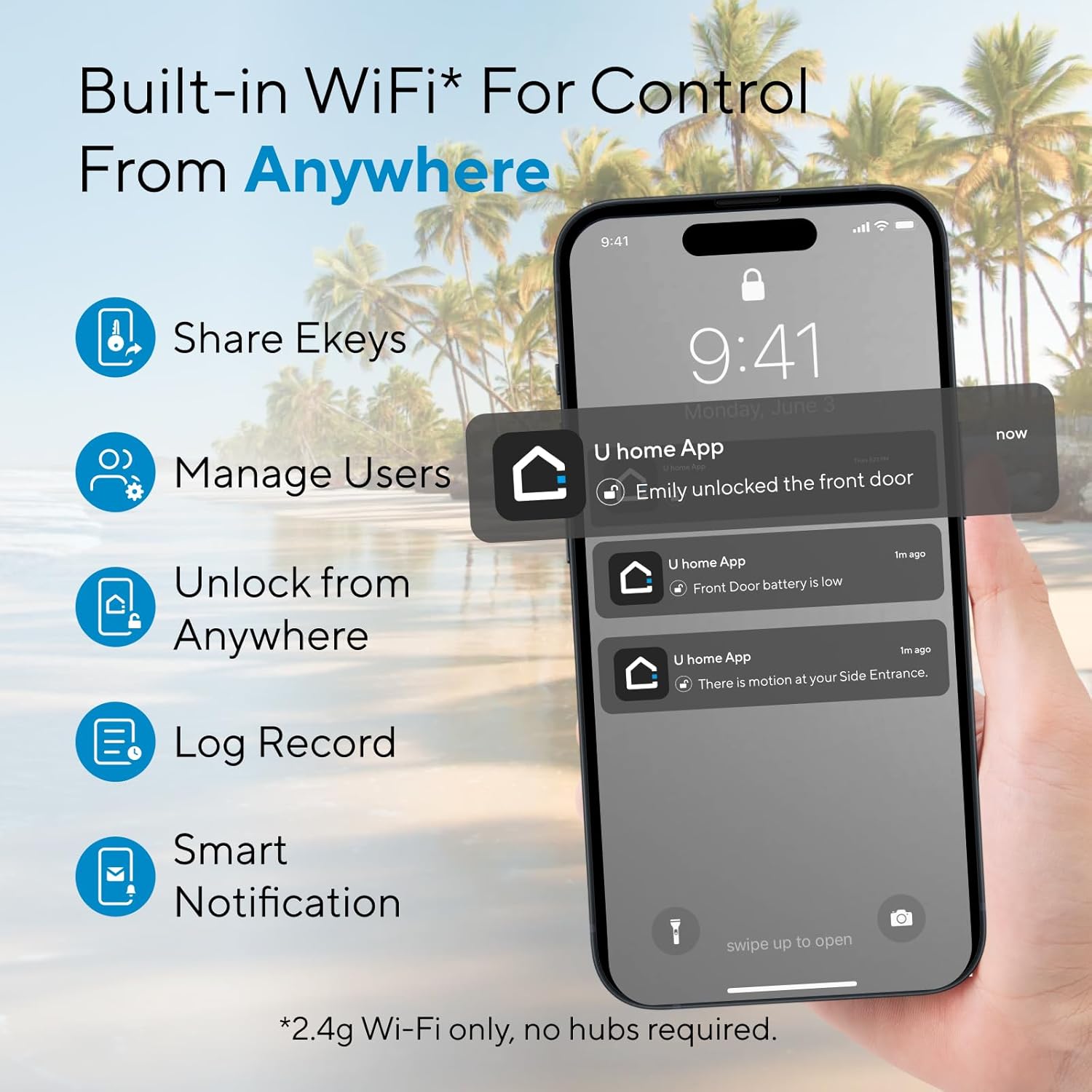 ULTRALOQ Bolt NFC Smart Deadbolt Lock for Front Door, Tap to Unlock with Apple Home Key and Android NFC Built-in Wi-Fi, App Control, Auto-Lock, Works with HomeKit, Alexa, Dual Battery, BHMA Certified