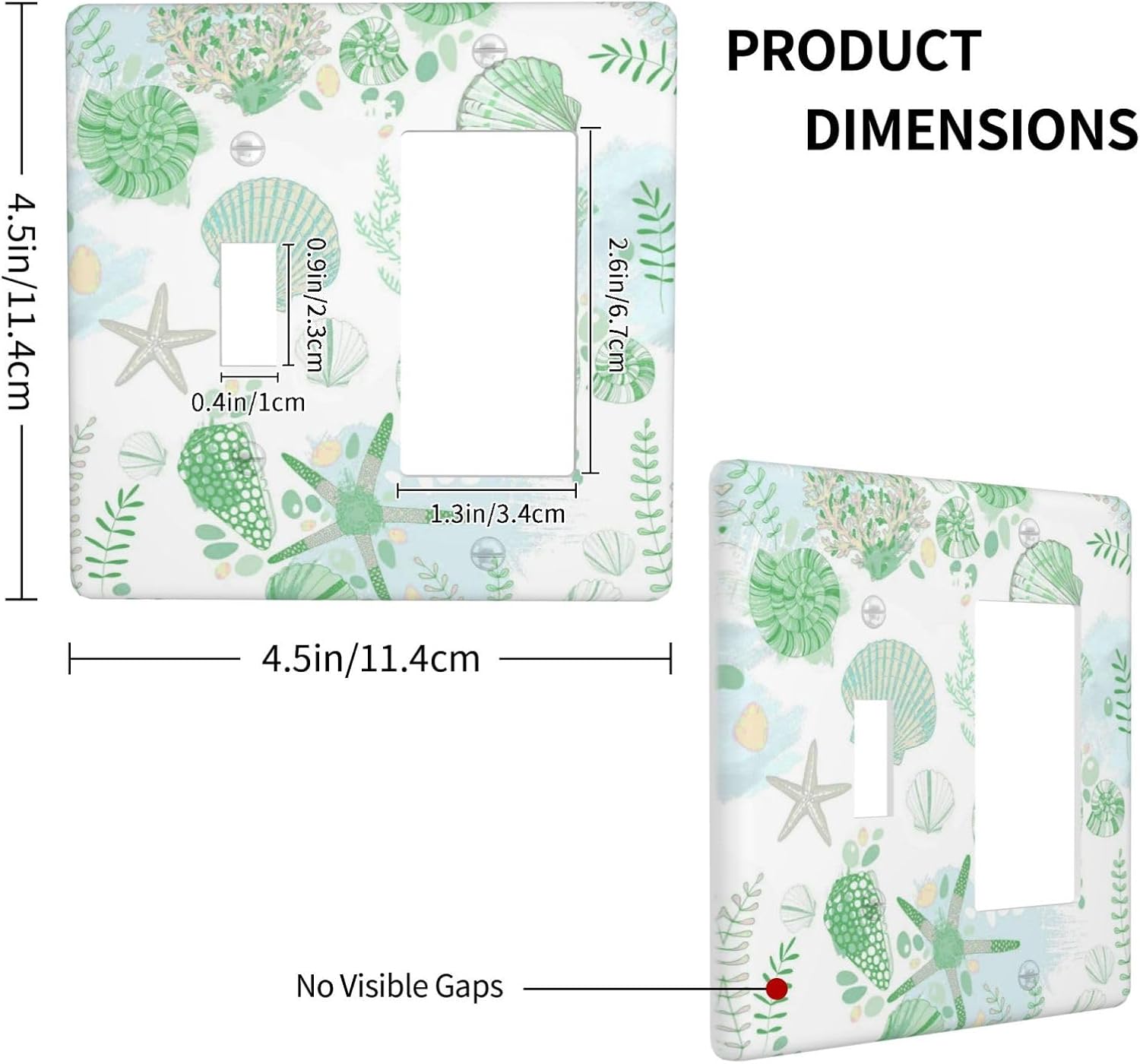 Beach Nautical Starfish Scallop Coral Conch Outlet Covers 1 Toggle 1 Rocker Combination Decorative Wall Plate Electrical Switch Plates Light Switch Cover Plate for Bathroom Home Decor