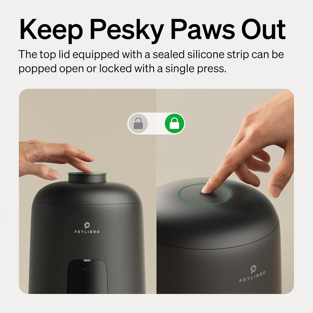 PETLIBRO Automatic Cat Feeder, Battery-Operated Automatic Cat Food Dispenser with 180-Day Life, AIR Cordless Timed Pet Feeder for Cats & Dogs, 2L Auto Cats Feeder, Black