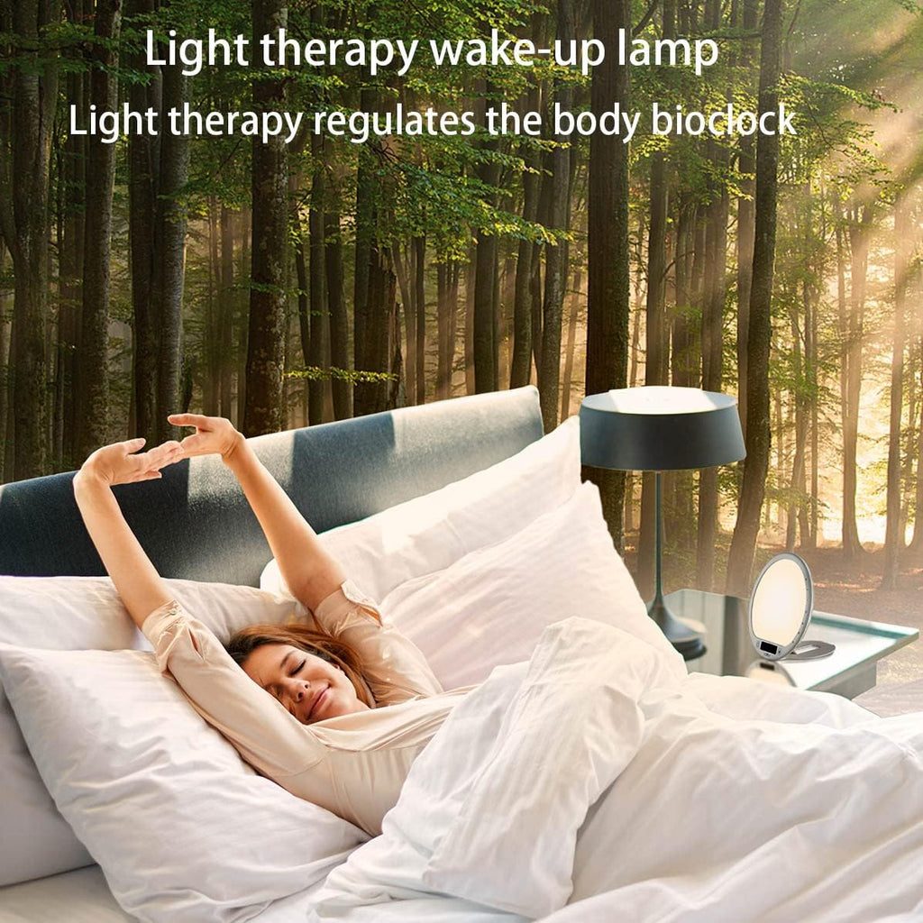 Light Therapy Lamp Sunrise Alarm Clock Wake up lamp 10000 lux UV-Free Sun lamp Bioclock Adjustment APP Control Portable No Built-in Lithium Battery