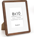 8x10 Picture Frame, Rustic 8 by 10 Photo Frame for Wall & Tabletop Display - Solid Oak Wood & Tempered Glass, 8x10 Picture Frame Matted to 5x7, Wood Collage Frames for Home, Walnut Color, 1 Pack