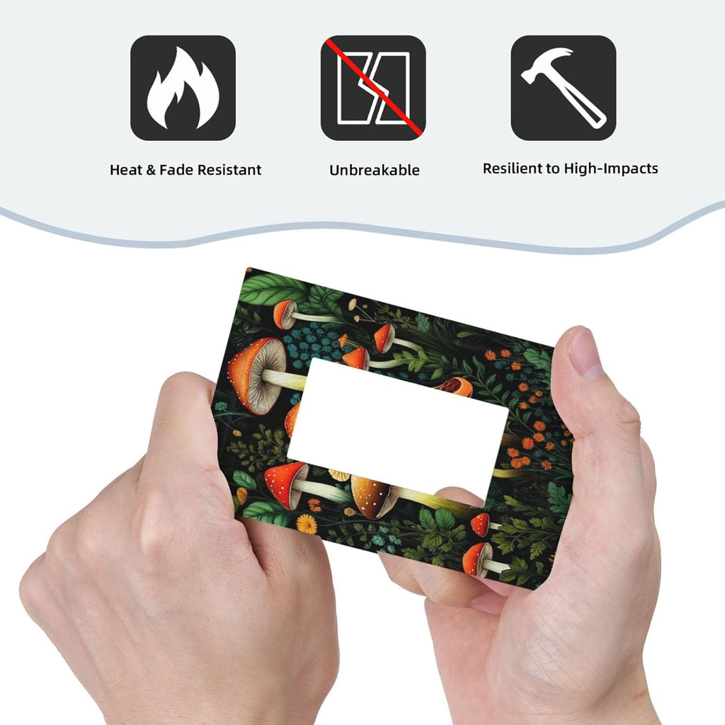 Decorative Outlet Covers Boho Red Mushroom Green Leaf Plants Floral 1 Gang Single Decora GFCI Device Light Switch Covers Plate 1 Rocker Wall Plate Jumbo Switch Cover Plate