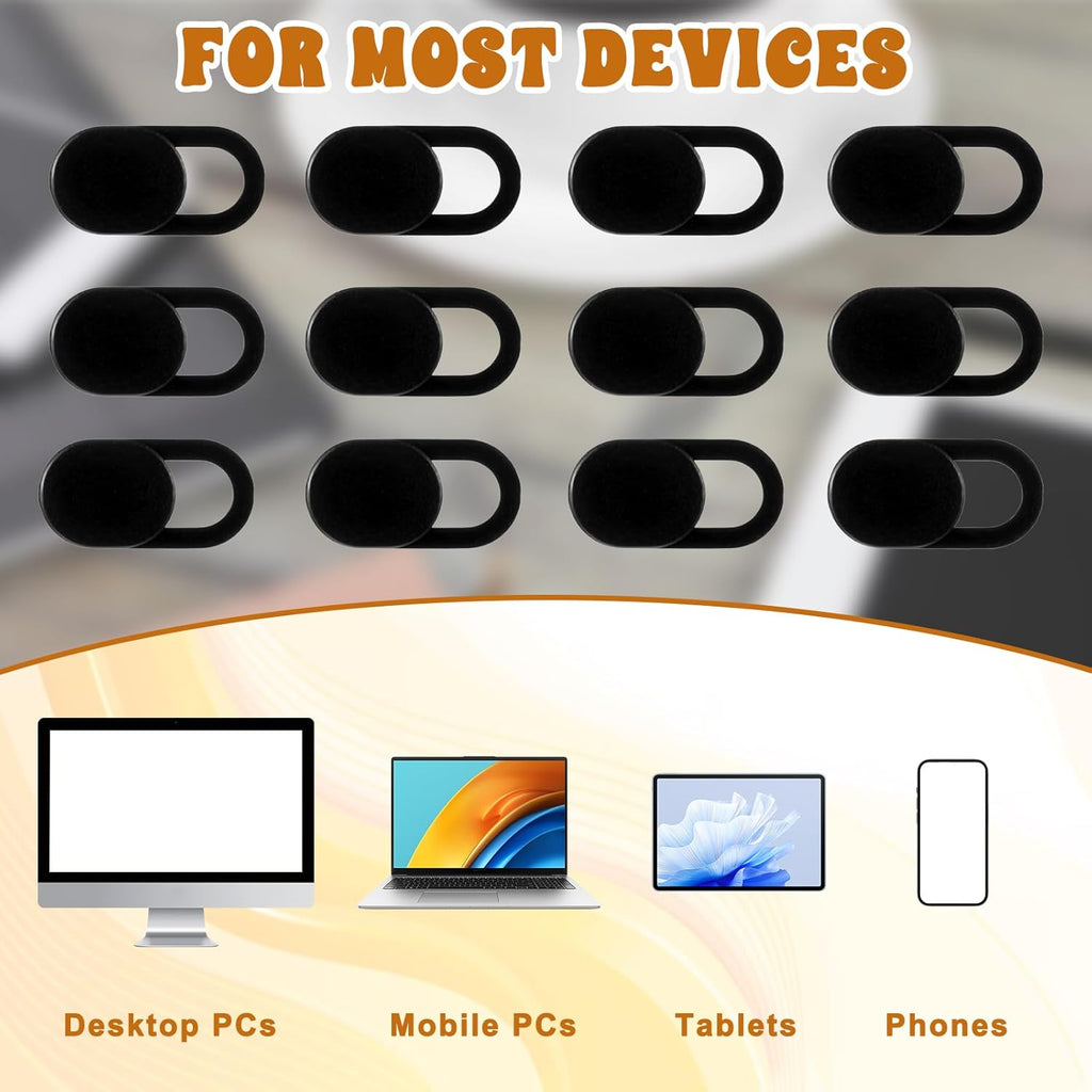 50 Pcs Webcam Cover Slide, 0.023 Inch Ultra-Thin Universal Camera Privacy Cover Black Camera Covers Slide for Phone, Laptop, Computer
