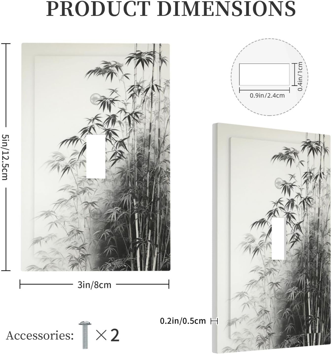 Watercolor Vintage Ink Bamboo Forest Single Toggle Light Switch Cover plate Outlet Cover Decorative Switchplate Wall Plates Electrical Panel Cover for Bathroom Living Room 5 X 3 IN