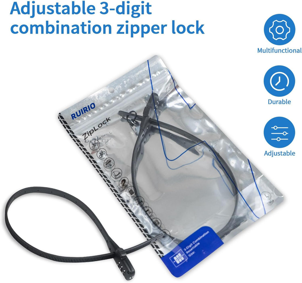 Zip Tie Lock Adjustable Cable Lock for Kids Bike, Helmet, Closet, Pantry, Fridge, Scooter, Cabinets, Drawers, Gates, Fences, Toolboxes, Bike Rack, 1 Pack (Black)