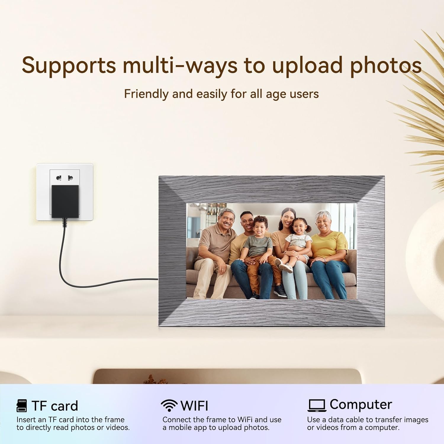7” WiFi Digital Picture Frame with 32GB Storage, WiFi Digital Photo Frame 1024x600 HD IPS Touchscreen, Easy Setup for Share Moments Instantly Gifts for Women Mothers Day Christmas