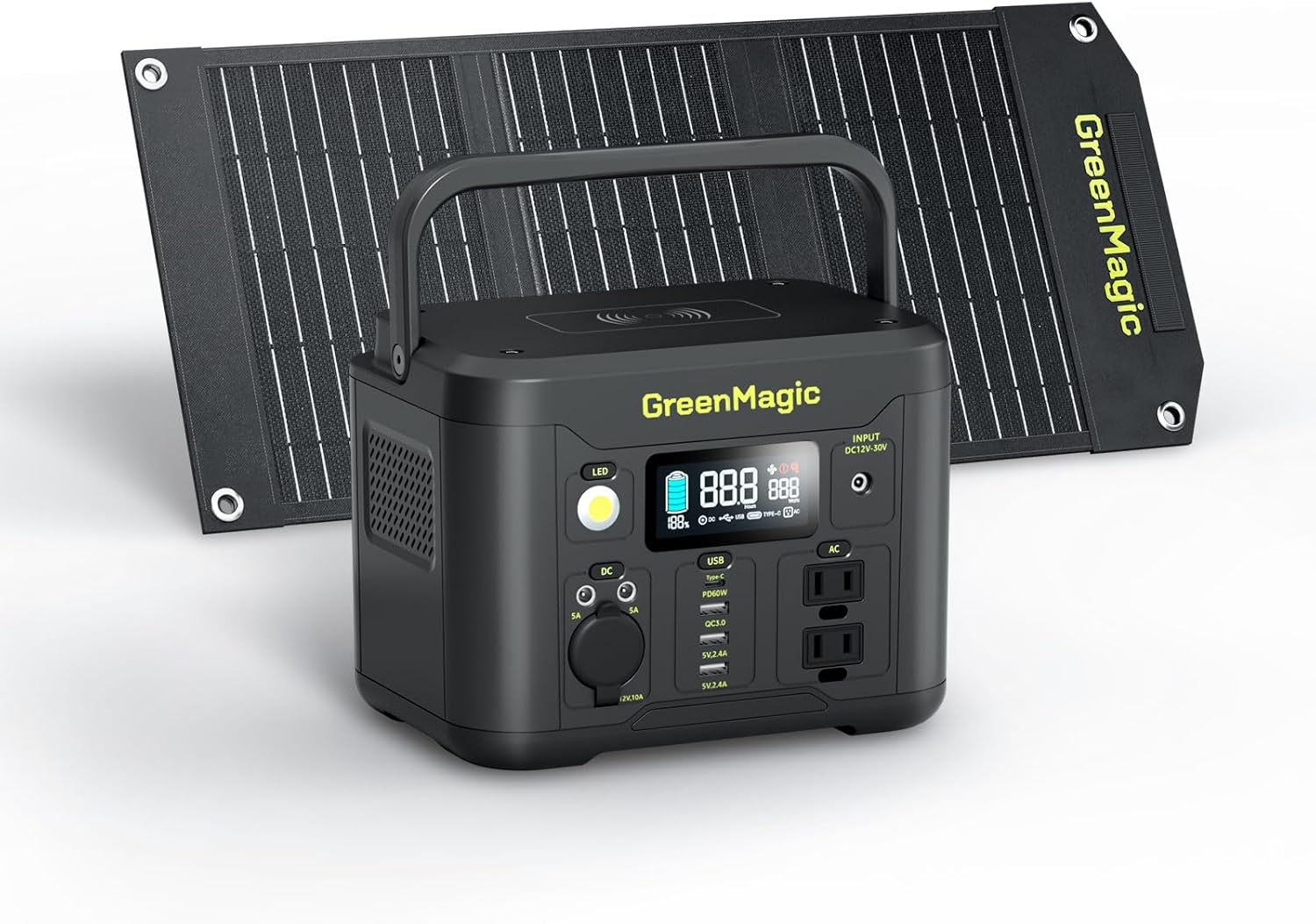 Portable Power Station 330W with 20W Solar Panel, Solar Generator Fast PD Output 227Wh Lithium Battery, Solar Powered Power Bank 120V Pure Sine Wave AC Outlet for Camping, Travel, Home Blackout