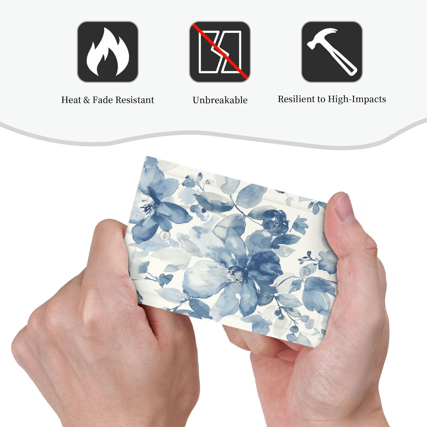 Light Switch Cover Plate Blue Watercolor Floral 1 Gang No Device Blank Electrical Wall Plates Faceplate Decorative Switch Plate for Bedroom Bathroom Decor