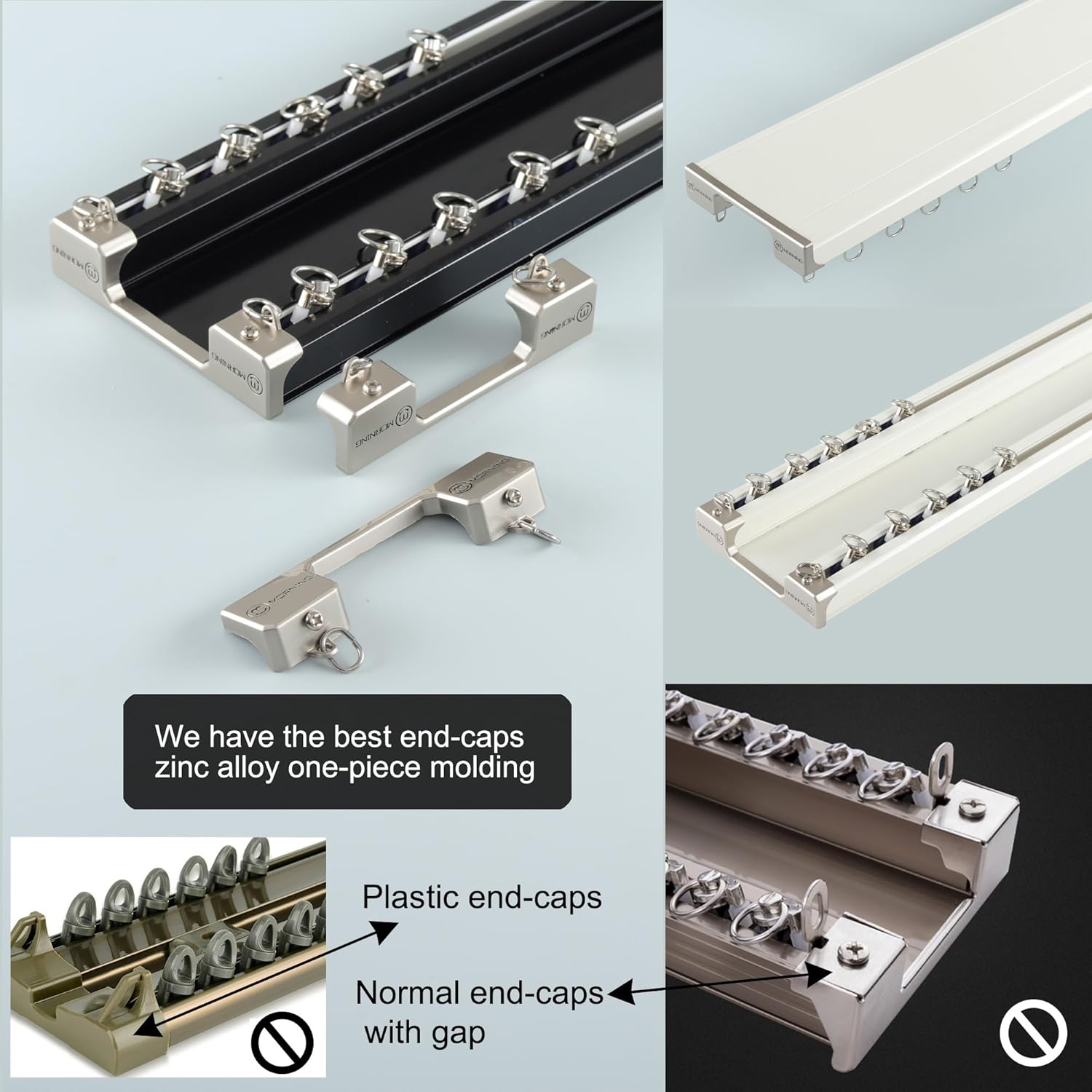 Ceiling Curtain Track - Double Rails System, Sliding Curtain Rail (White, 4.5M)