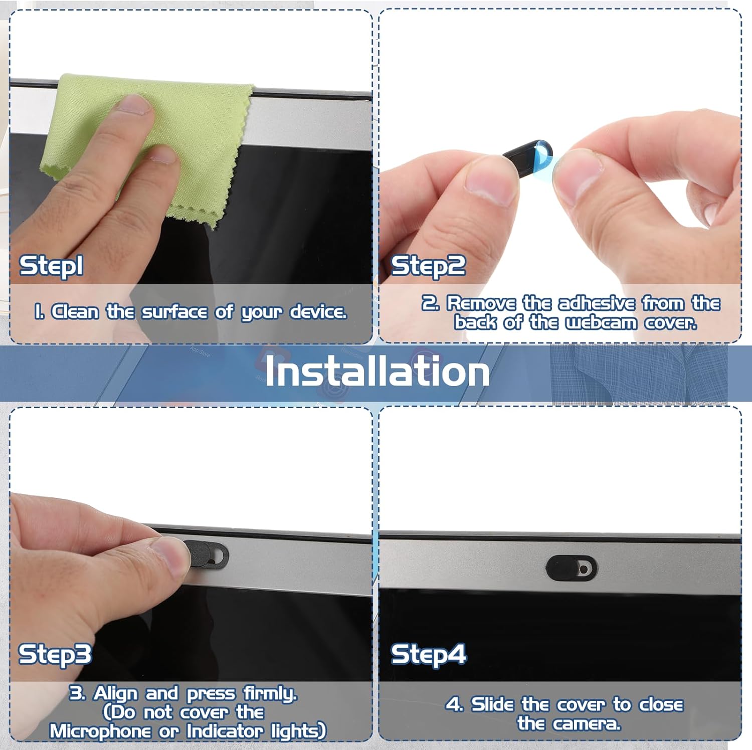 50 Pcs Webcam Cover Slide, 0.023 Inch Ultra-Thin Universal Laptop Camera Cover Slide Webcam Cover for Laptop, Computer(Black)