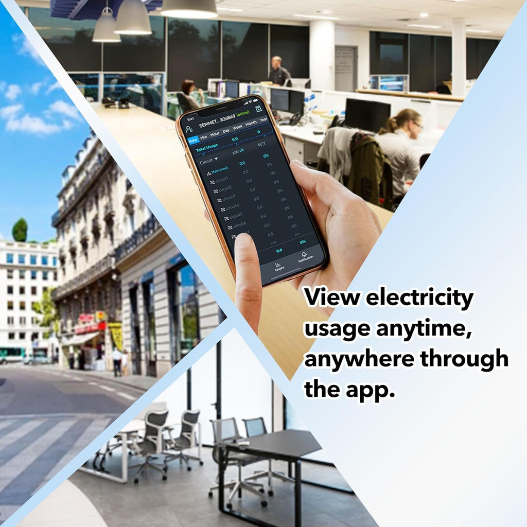 Smart Home Energy Monitor with 8 50A Circuit Level Sensors, Measure Power Usage in Real-Time, History with App (8 50A Circuit Level Sensors) - Compatible with Home Assistant