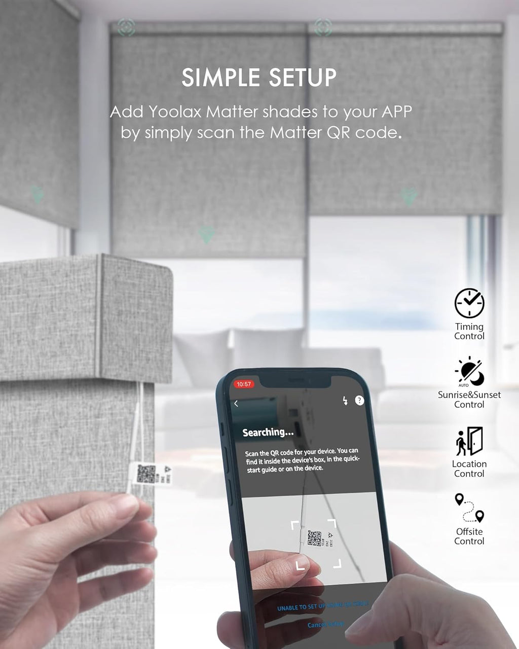 Yoolax Smart Blinds, Motorized Matter Roller Shades Light Filtering Automatic Blinds for Windows Motorized Shades Compatible with Alexa, Google Home, Homekit(Half Shading Light Gray)