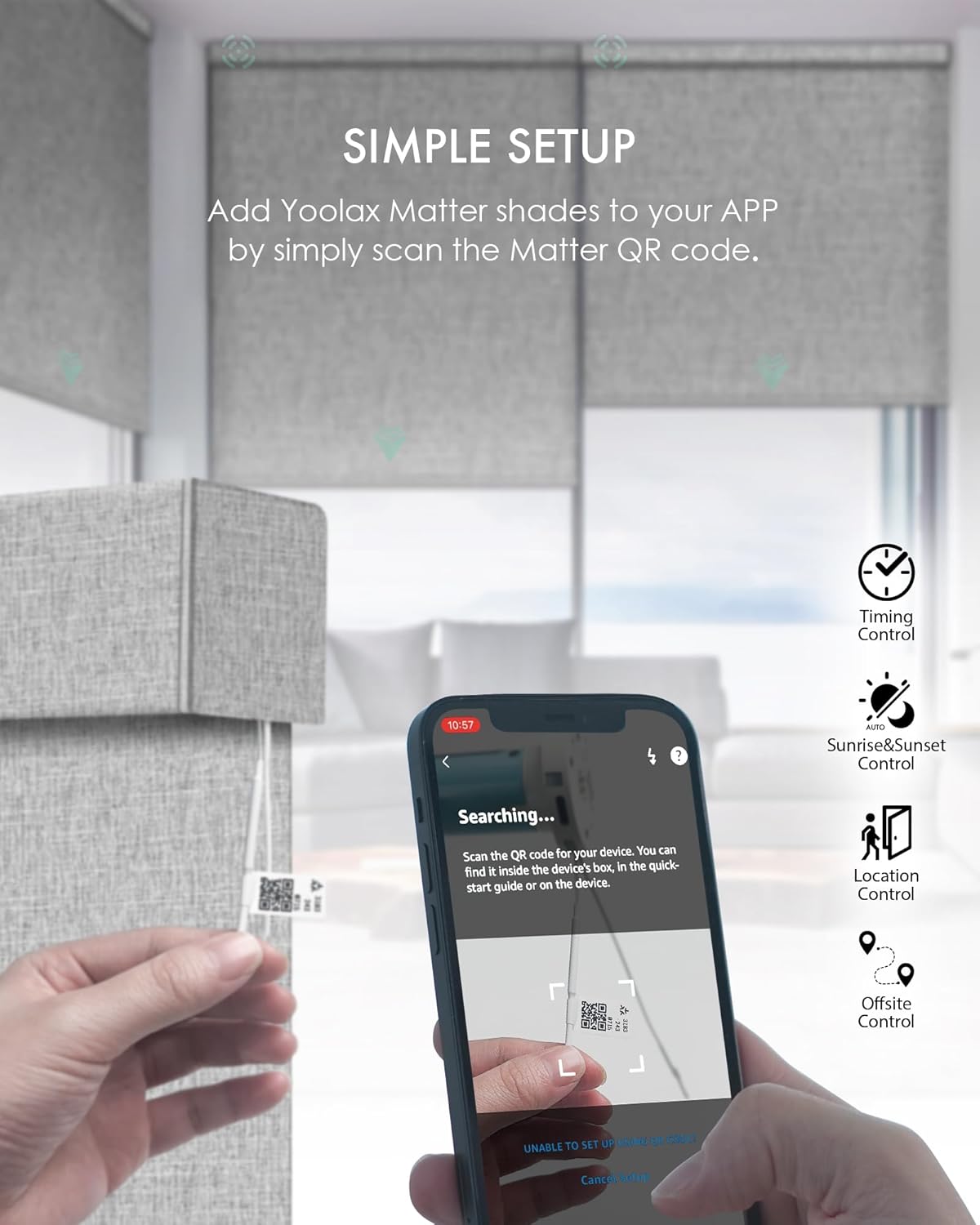 Yoolax Smart Blinds, Motorized Matter Roller Shades Light Filtering Automatic Blinds for Windows Motorized Shades Compatible with Alexa, Google Home, Homekit(Half Shading Light Gray)