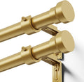 Curtain Rod 2 Pack 32-58 Inch, Heavy Duty 1 Inch Curtain Rod, Gold Short Adjustable Window Treatment Rods, Modern Design, Easy Installation