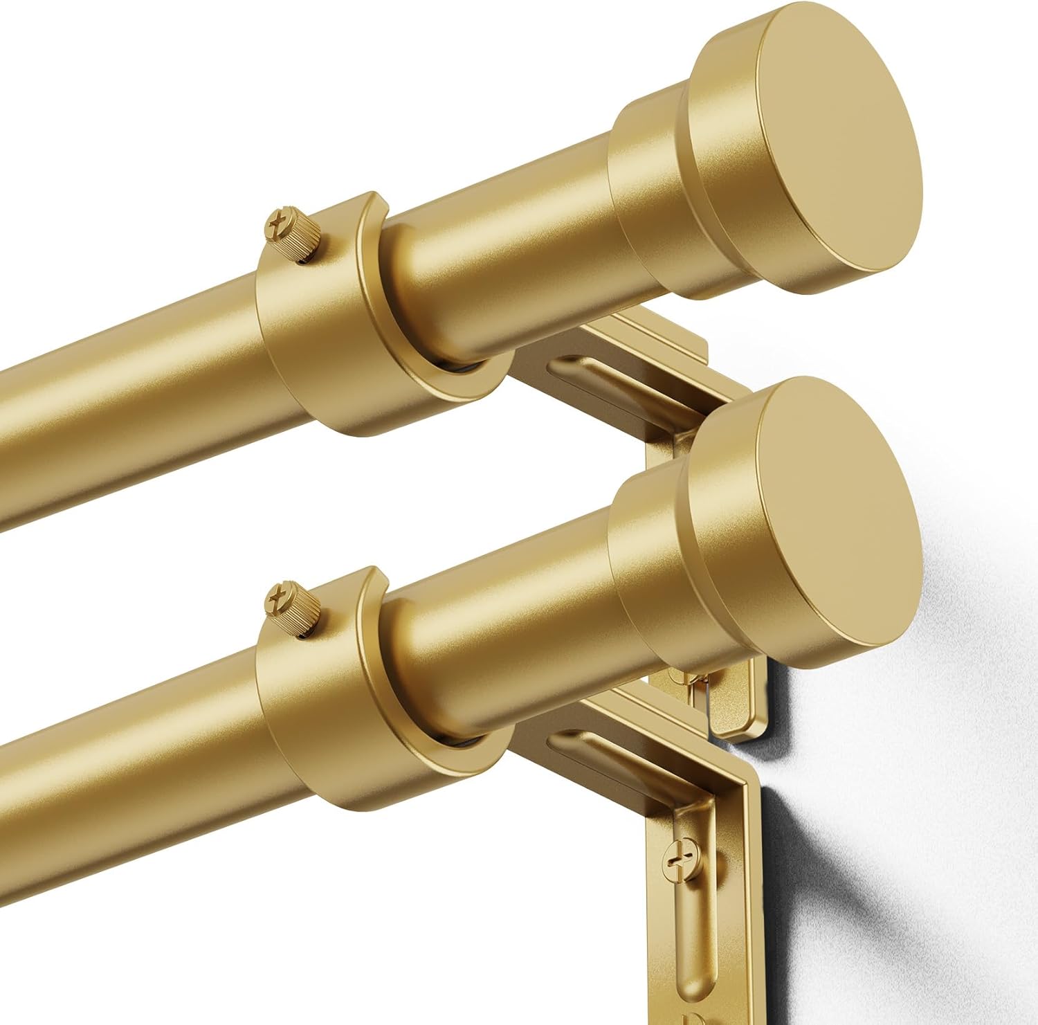 Curtain Rod 2 Pack 32-118 Inch, Heavy Duty 1 Inch Curtain Rod, Gold Long Adjustable Window Treatment Rods,Modern Design, Easy Installation