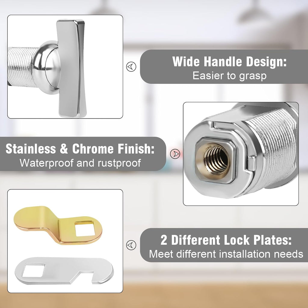 Sartartue Thumb Cam Locks - 2 Inch, Extra Long RV Storage Locks - Keyless Non-Locking, Fits RV Camper, Vehicles, Cabinets & More (2-1/8 Inch, 2 Pcs)