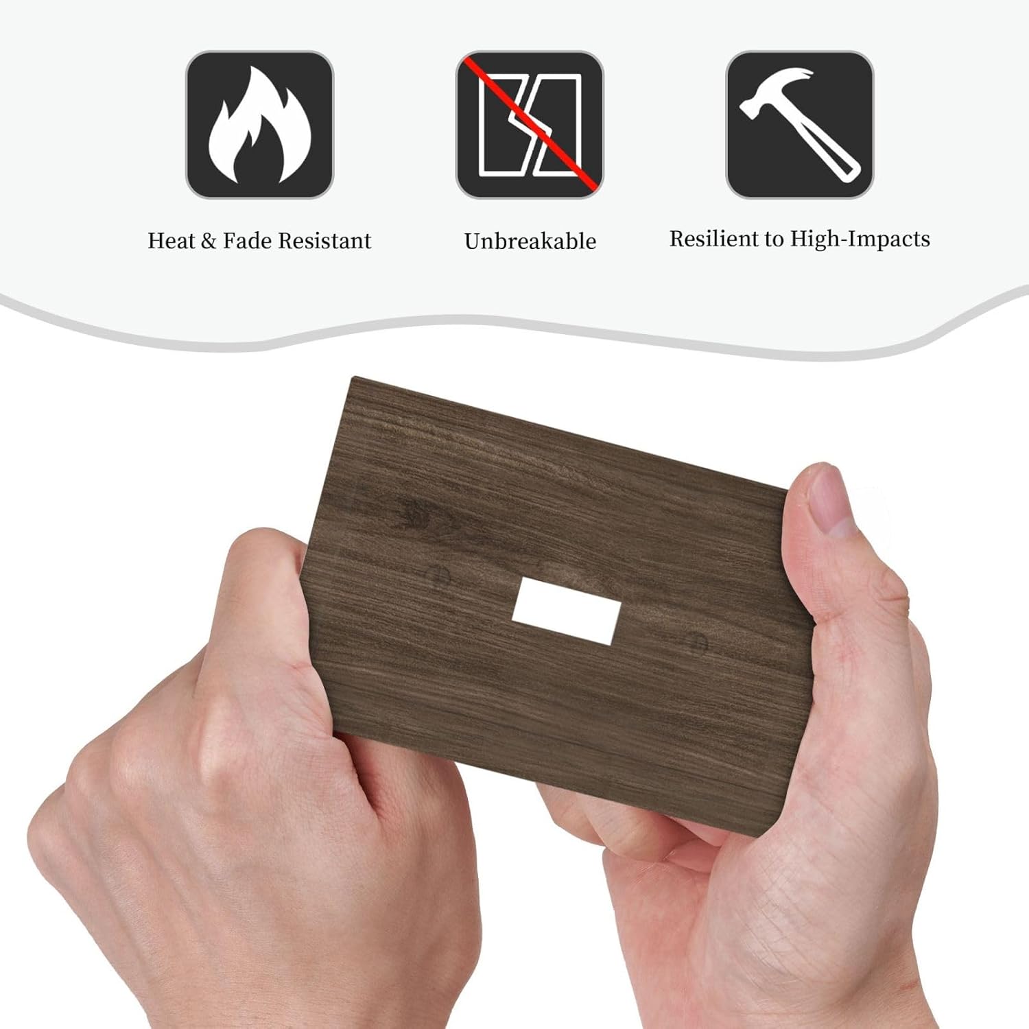 Decorative Light Switch Cover Plate Rustic Walnut Wood Grain 1 Gang Single Toggle Wall Plate Electrical Outlet Covers Decorate Switch Plate Cover for Farmhouse Cabin Decor