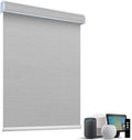 SmartWings Motorized Roller Shades 5% Openness Without Privacy Custom Size, Rechargeable Battery, Works with Matter/Apple HomeKit, Alexa, Thread/Zigbee, Remote Optional, 5% Openness White Grey