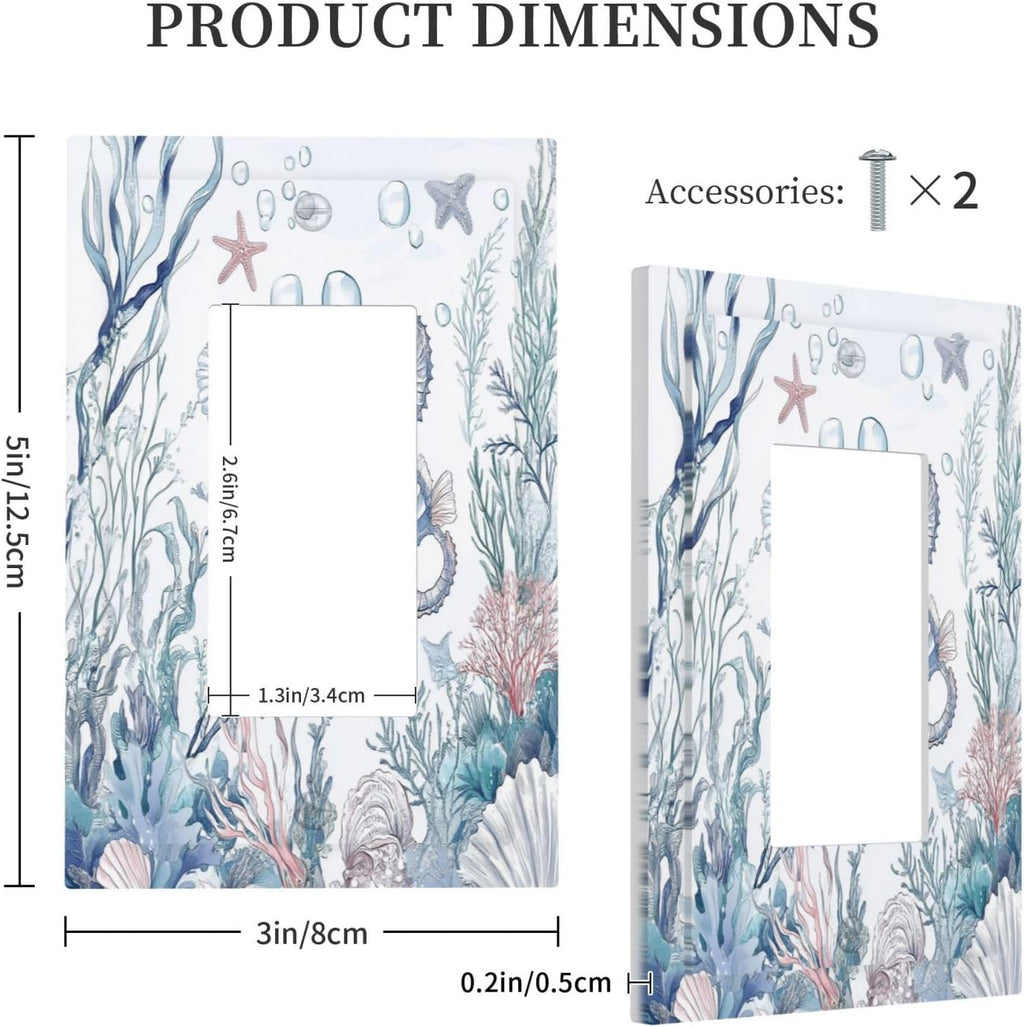 Decorative Outlet Covers Ocean Coral Seahorse Seashell Starfish 1 Gang Single Rocker Light Switch Cover Plate Wall Plates Gfci Faceplate For Bathroom Home Decor