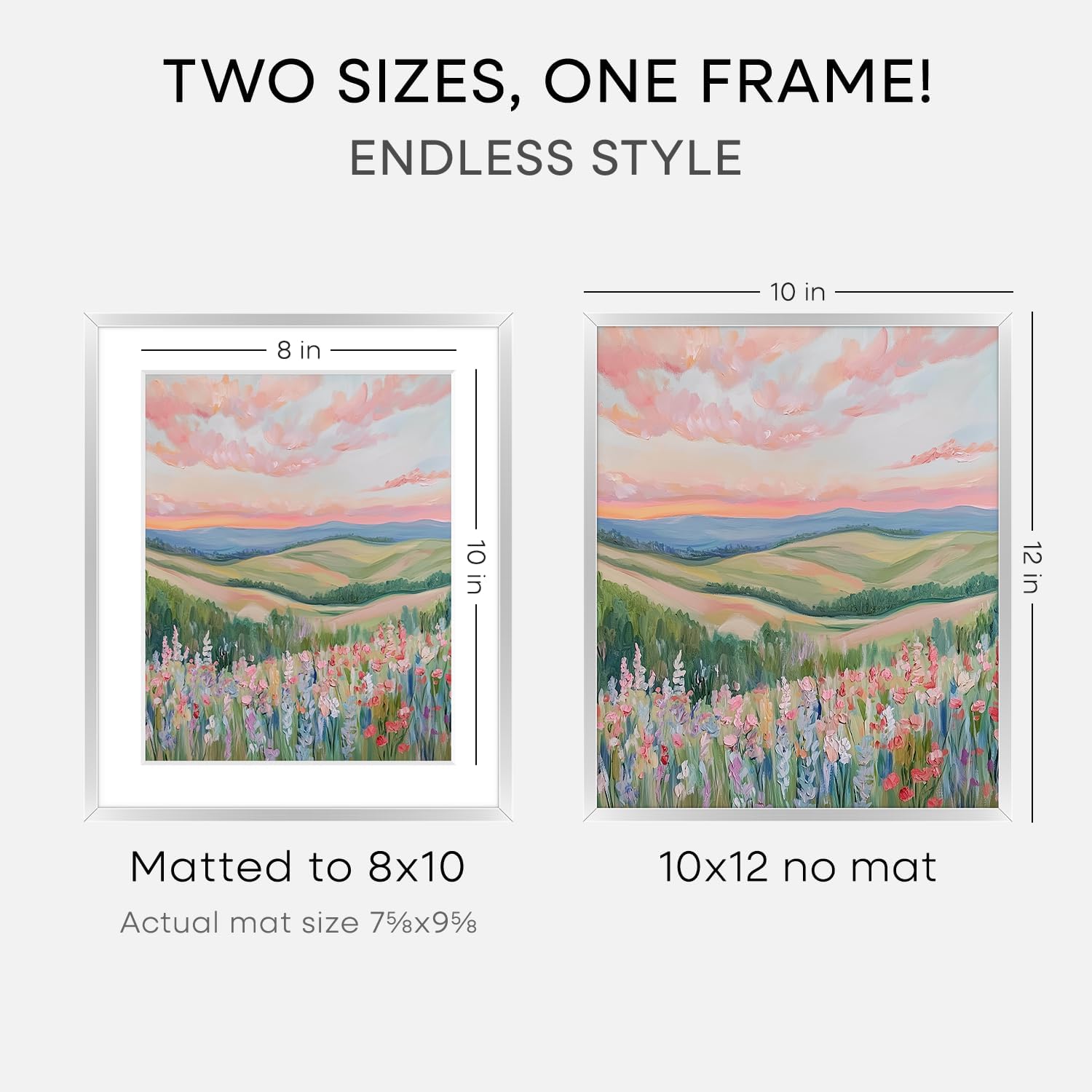 Homeforia 10x12 Picture Frame Silver, High End Metal 10x12 Frames with Mat 8x10, 10 x 12 Silver Poster Frame Matted to 8 x 10 inch Photo, 10by12 Thin Hanging Frames, Tempered Glass, Wall Kit, Set of 1