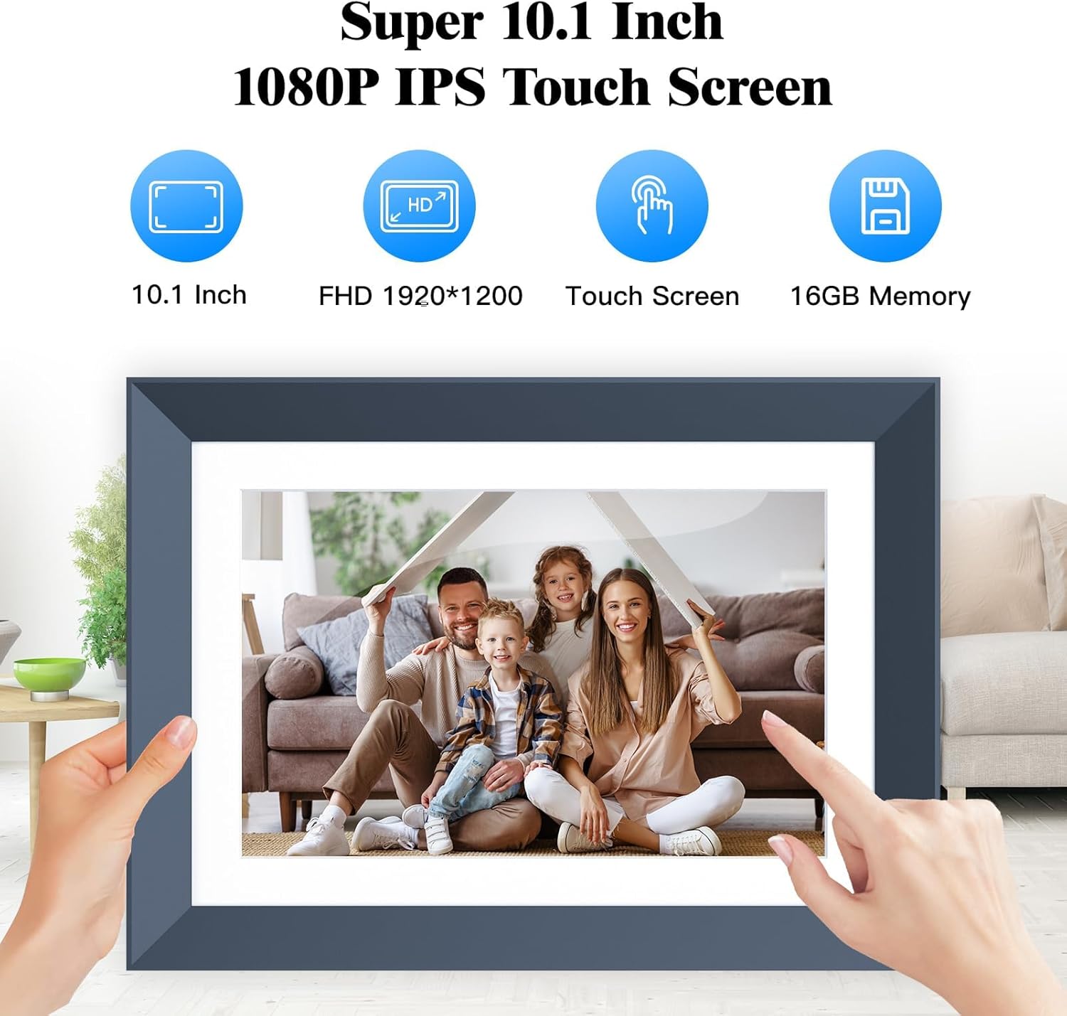 10.1-inch Digital Picture Frame Smart-Photo-Frame - Digital Frame with 1920 * 1200 IPS Touch Screen, Auto Rotate, 16GB Storage, Load Photos Videos from Phone via App or Email, Birthday Gifts for Mom