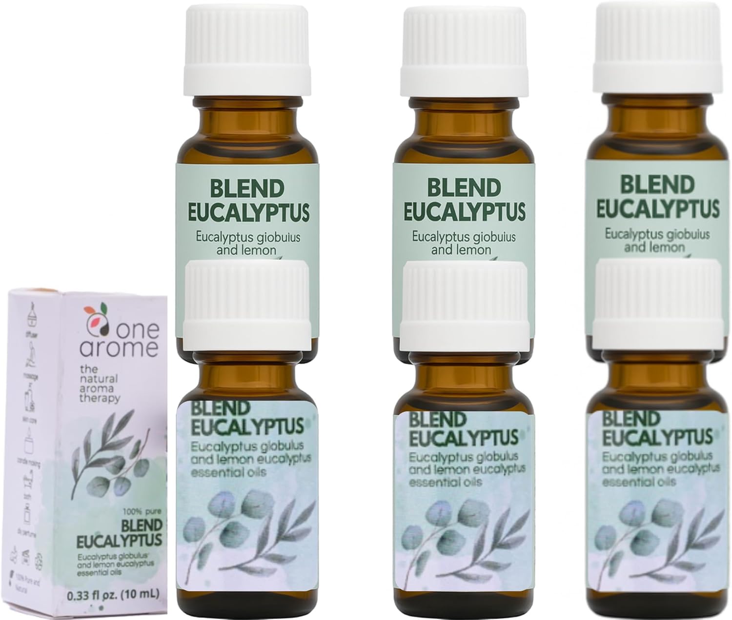 Dual Eucalyptus Essential Oil Blends by One Arome – Eucalyptus Oil (Corymbia Citriodora - Lemon & Eucalyptus Globulus) | Oil for Diffusers, Massage (Dilute) & DIY (Pack of 6 × 0.34 fl oz Each)