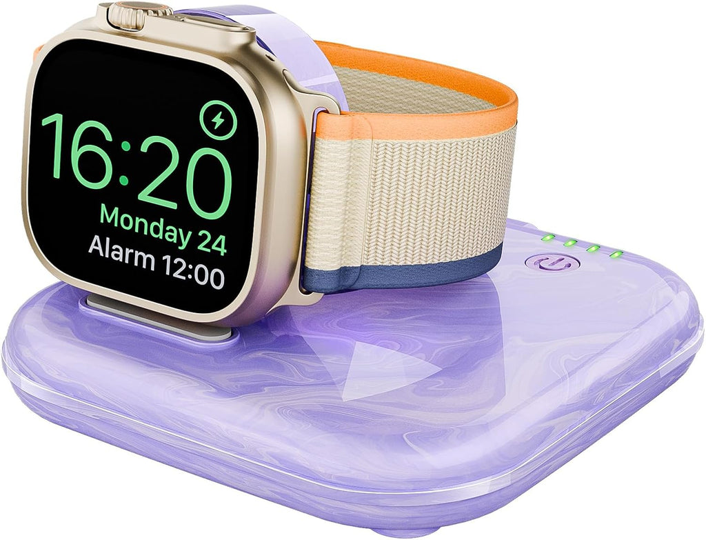 Portable for Apple Watch Charger 2000mAh - Foldable Magnetic Power Bank for Series 2-10/SE/Ultra1/2, Emergency Backup Charger with Type-C Travel Cable