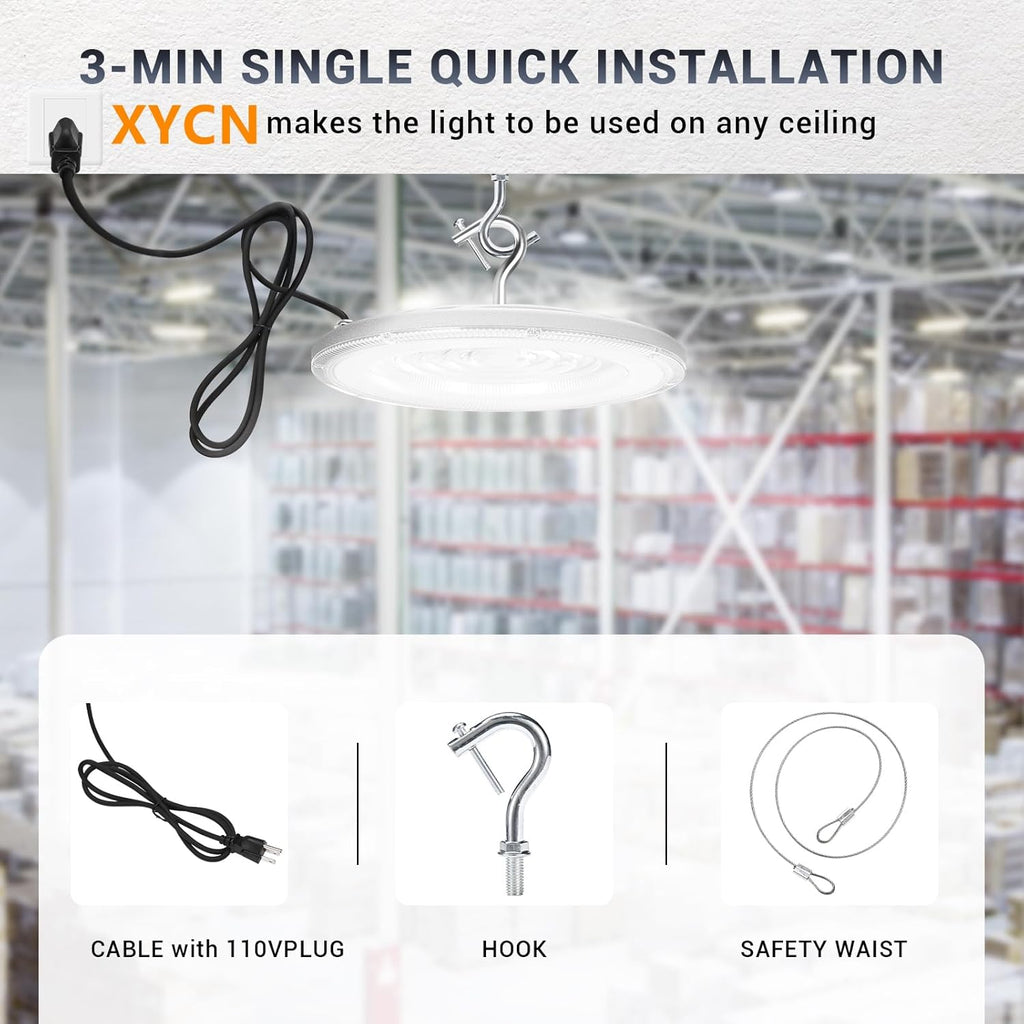 15 Pack 300W UFO Led High Bay Light,120VAC,5000K Daylight Commercial Bay Lighting,IP66 Waterproof,45050LM,1300W MH/HPS with Plug Area Light for Warehouse/Shop/Workshop/Barn/Gym/Factory