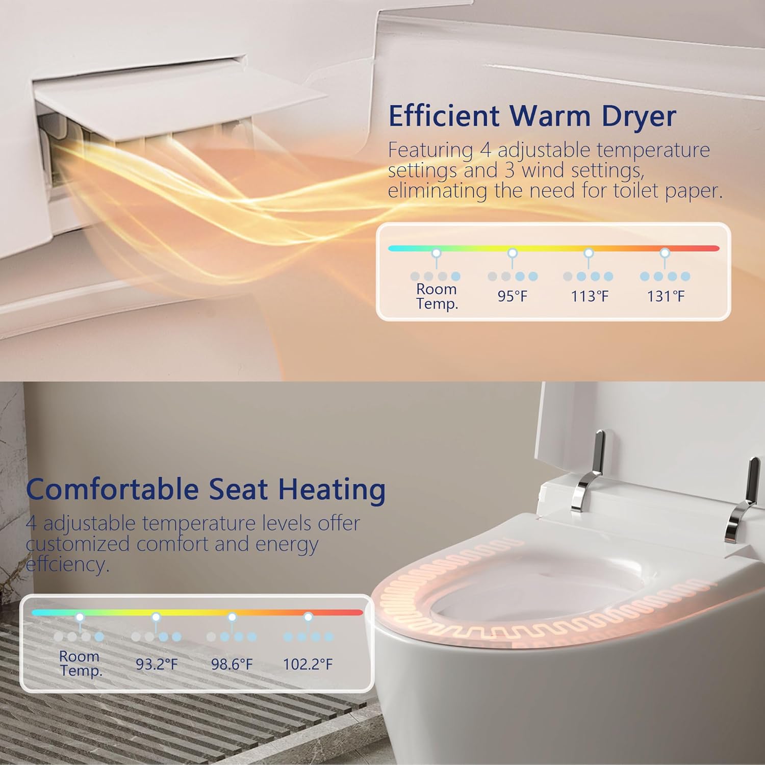 DeerValley Smart Toilet, One Piece Tankless Toilet with Bidet Built in Smart Toilet with 1.28GPF Auto Flush, Foot Kick, Blackout Flush, Warm Water, Heated Seat, Remote Control