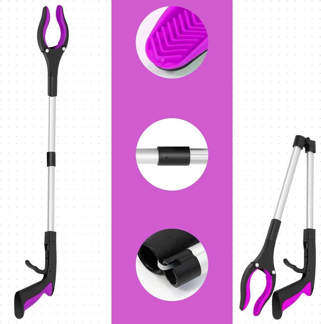 Grabber Reacher Tool - 2 Pack 32” Reacher Grabber Tool with Strong Magnetic and Swivel Head - FDA Registered Pick Up Stick Grabbers for Seniors, Trash, Surgery Recovery Must Haves Gifts(Pink)