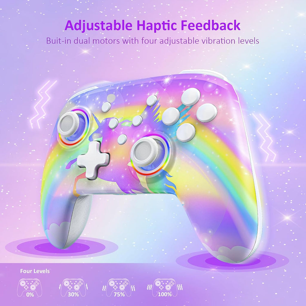 NexiGo Wireless Controller (No Deadzone) for Switch 2 and Switch, Bluetooth Controllers for Nintendo Switch with Vibration, Motion, Turbo and LED Light (Violet Unicorn)