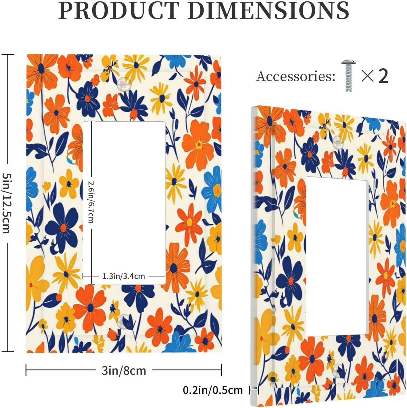 Nature Flowers Botany Plant Art Floral Decorative Outlet Covers 1 Gang Single Rocker Light Switch Cover Plate Wall Plates GFCI Faceplate for Bedroom Bathroom Decor
