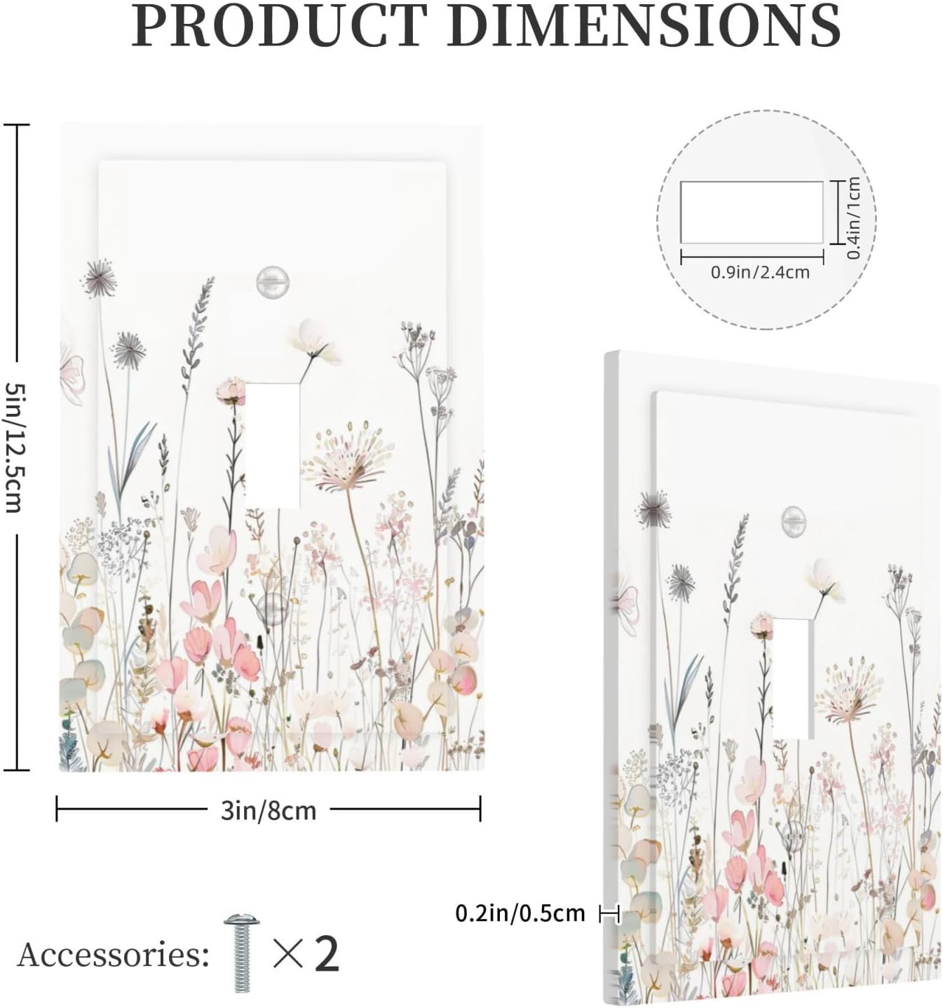 Floral Watercolor Wildflower Dandelion Plant Decorative Light Switch Cover 1 Gang Single Toggle Device Electrical Faceplate Switchplates Decorator Outlet Wall Plate for Farmhouse Bed Room Decor
