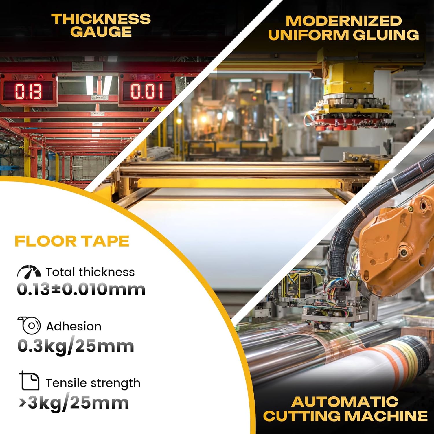 Industrial Black & White Caution Tape 2-Pack | 2in x 108ft Floor Marking Tape | Waterproof & Forklift-Proof | Long-Lasting for Warehouse, Factory, Parking