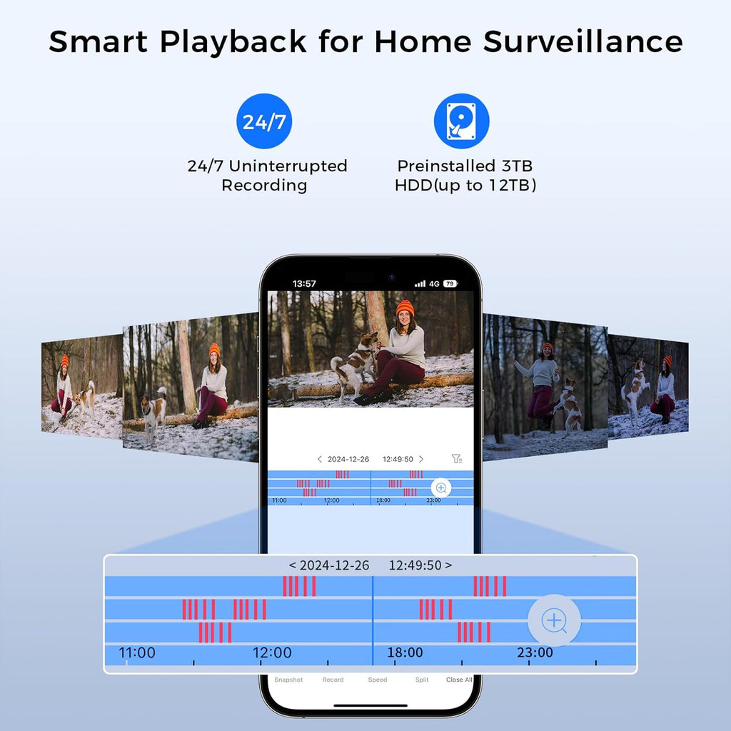 [121° Wide Angle+2-Way Audio] Hiseeu 4K Security Camera System,8pcs 5MP PoE Security Cameras Wired Outdoor,Human Vehicle Detect,Color Night Vision,NVR 16CH Expandable w/3TB HDD for 24/7 Record