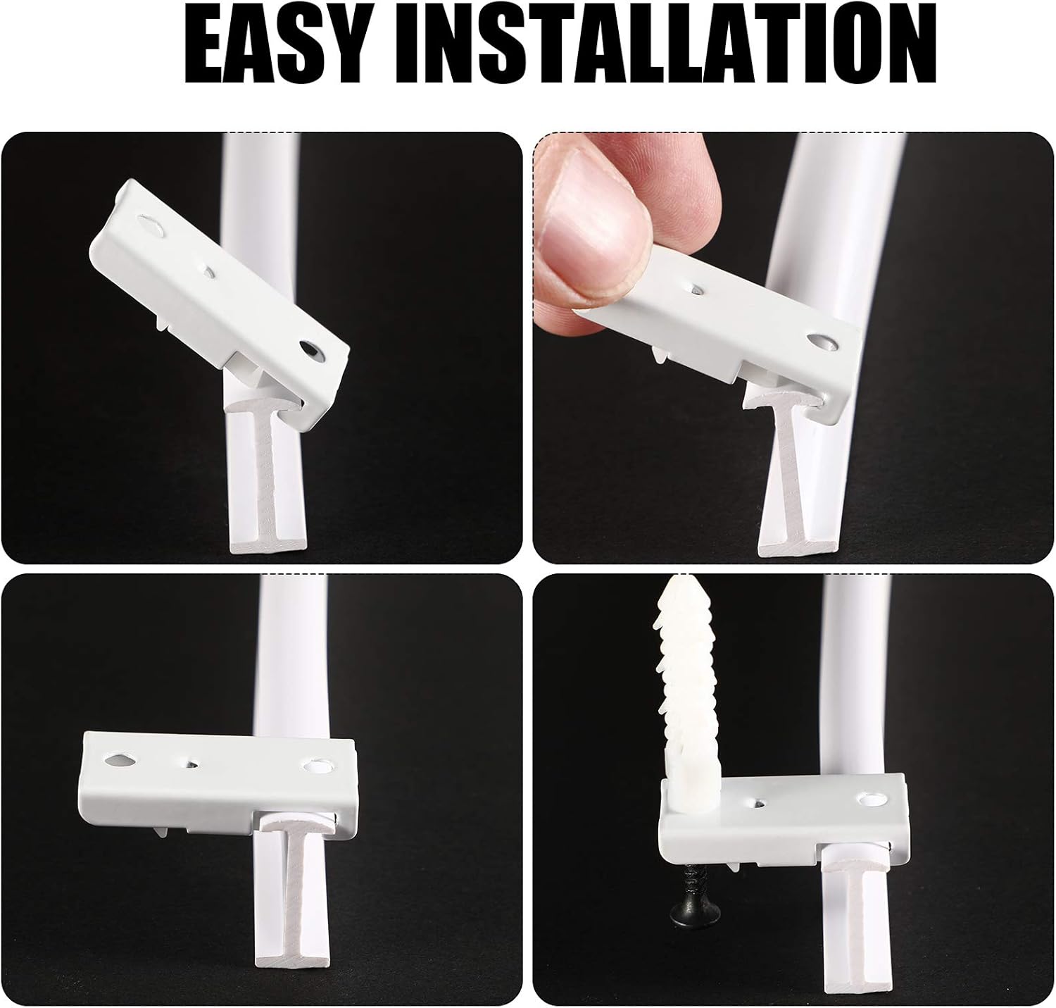Jetec Curtain Tracks Ceiling Flexible Curtain Track Bendable Rail Curved Wall Mounted for Living Room Bedroom Divider Rod RV(5 Meter/ 16.4 Feet,White)