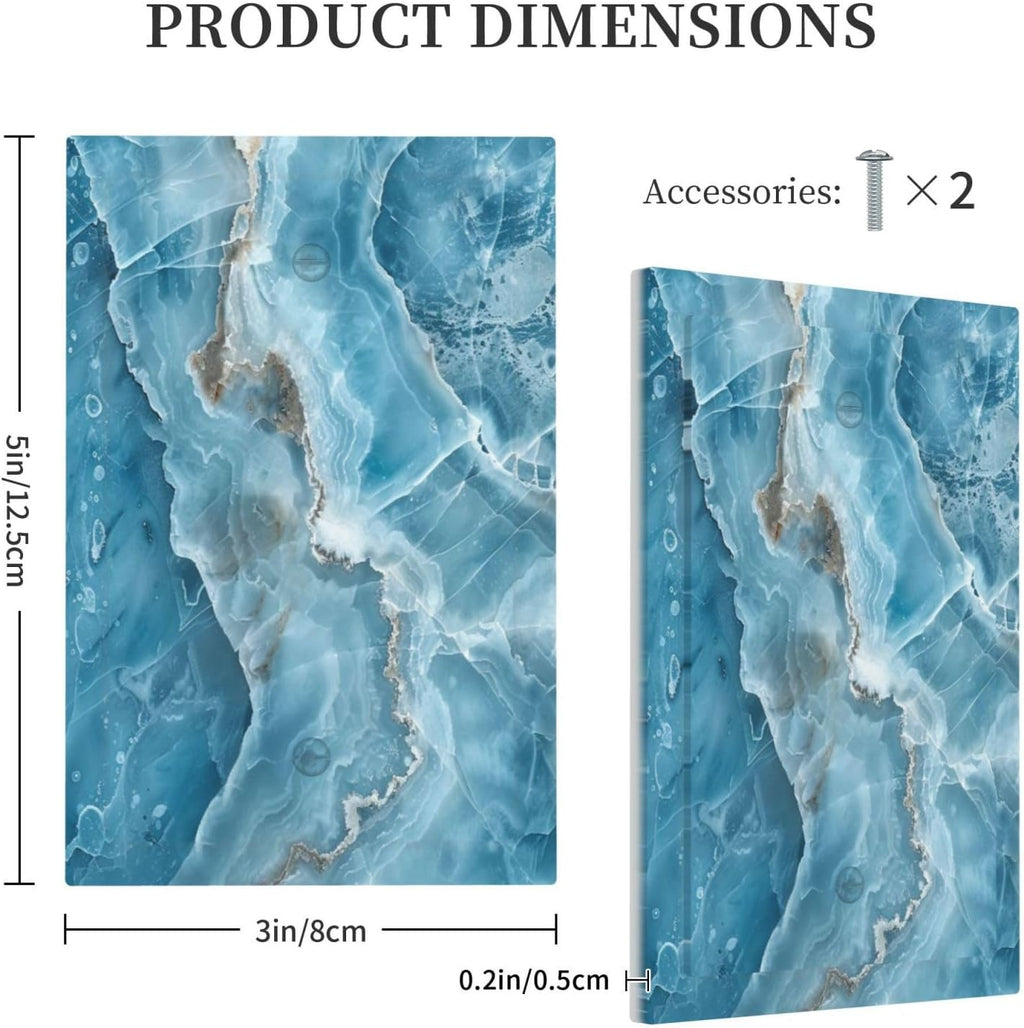 Decorative Light Switch Cover Plate Abstract Watercolor Blue Marble Texture 1 Gang No Device Single Blank Outlet Covers Wall Plates for Electrical Outlets Faceplate for Bedroom Home Decor