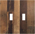Rustic Brown Wood Vintage Wood Board Decorative Switch Plates 2 Gang Double Toggle Outlet Light Switch Cover Wall Plate Electrical Faceplate For Farmhouse Cabin Decor