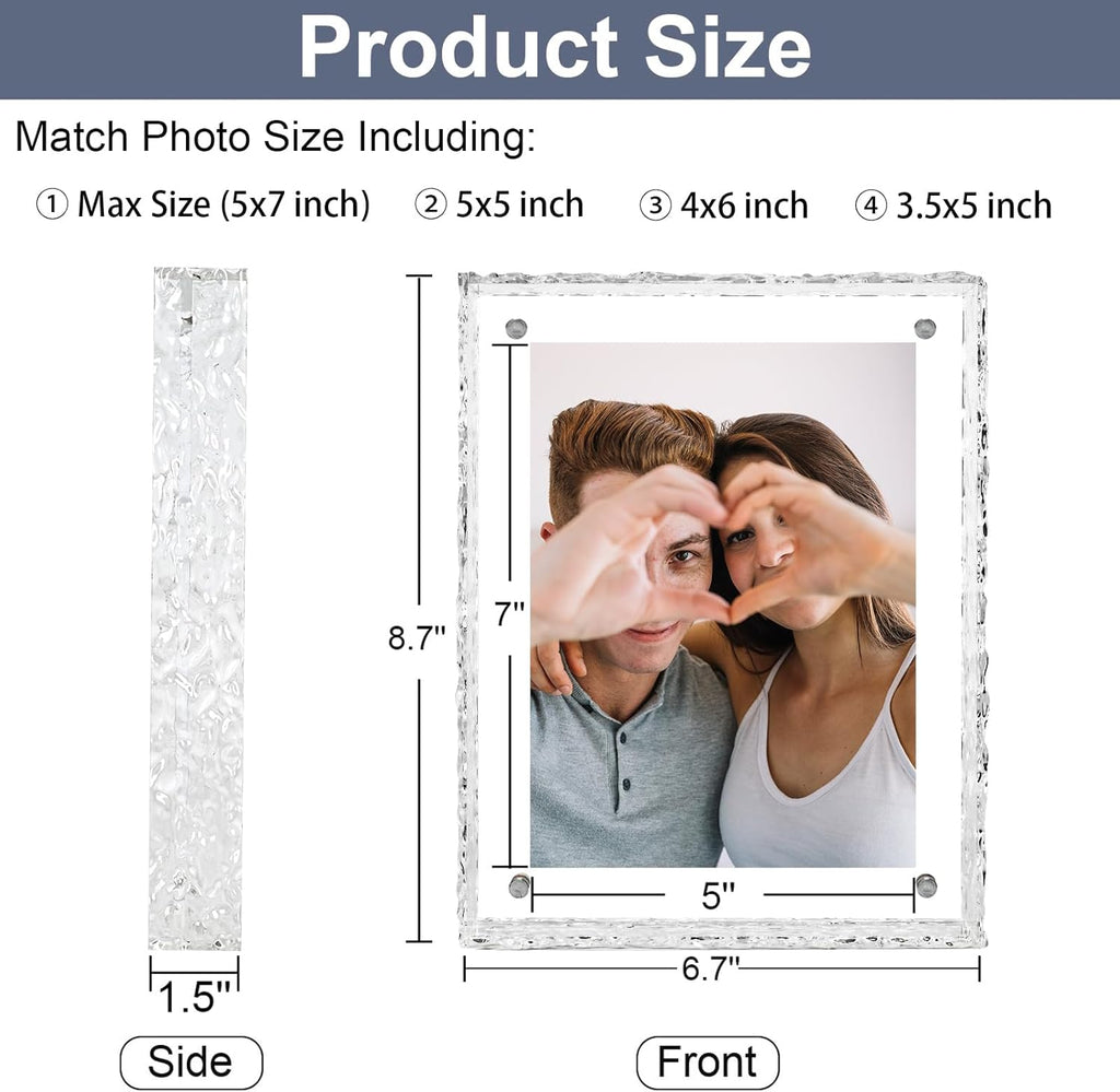 5x7 Picture Frames, Refined Crystal-Clear Acrylic Photo Frame, Wall & Tabletop Display Frames, Modern Floating Style for Home Office Decoration, Transparent (1 Pack)
