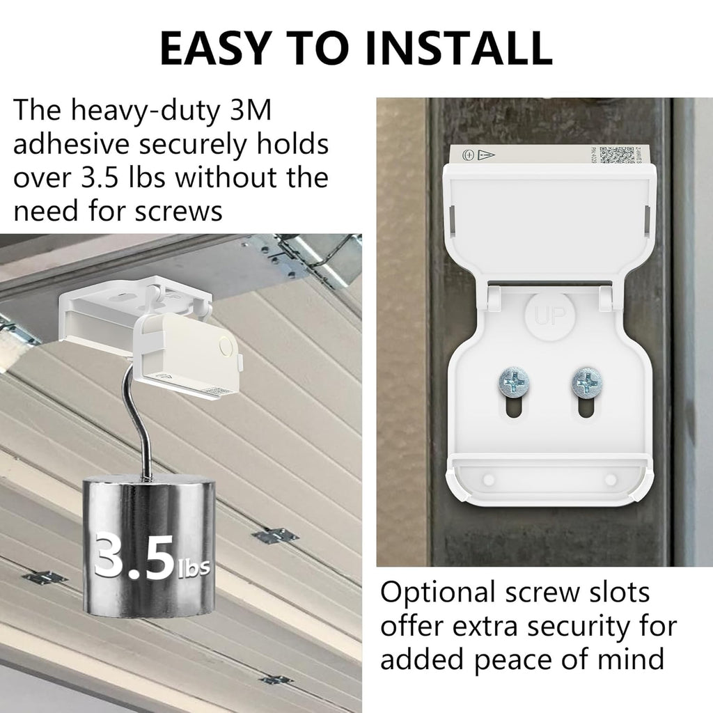 Garage Door Bracket for Ring Alarm Contact Sensor 2nd Gen – White Mount with Snap Clip & Screws – Secure Fit, Easy Install, Ring Compatible Accessory (1-Pack, Sensor Not Included)