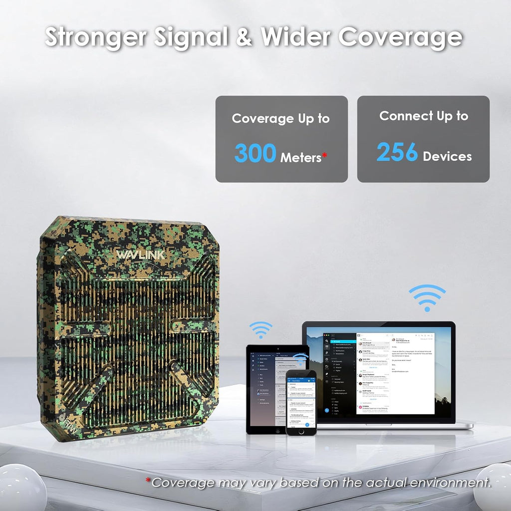 WAVLINK AX3000 Outdoor WiFi 6 Extender, Dual Band Long Range WiFi Repeater/Wireless Access Point/Router with PoE/ 3KM PtP Transmission, IP67 Waterproof, Supports Up to 256 Devices for Camping, Farm