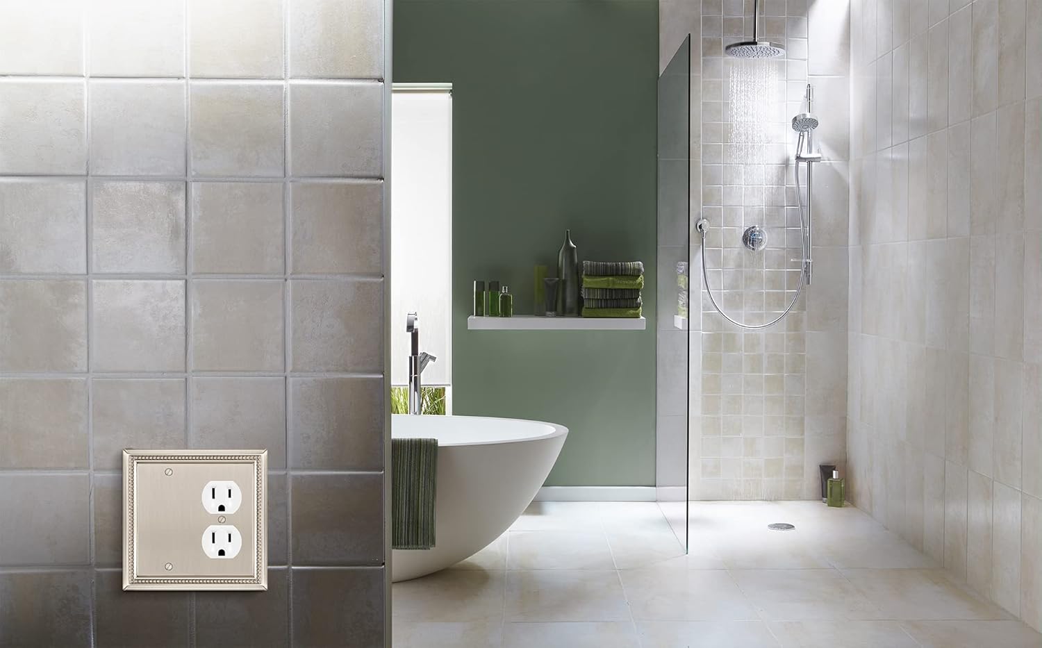 Henne Bery Sunken Pearls Heavy Duty Decorative Wall Plate Switch Plate Outlet Cover (Blank/Duplex, Satin Nickel)