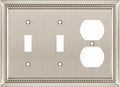 Henne Bery Sunken Pearls Heavy Duty Decorative Wall Plate Switch Plate Outlet Cover (Double Toggle/Single Duplex, Satin Nickel)