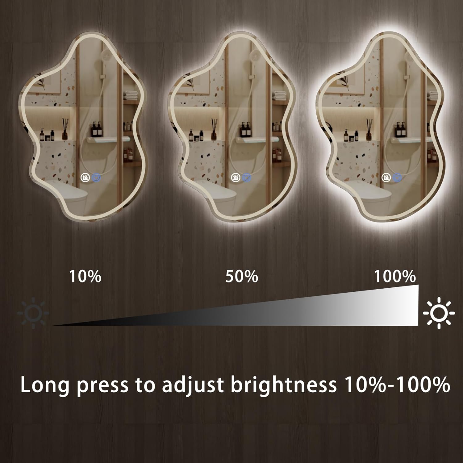 32"x 22" Irregular LED Bathroom Mirror with Lights,Cloud Smart LED Mirror for Bathroom,Dimmable Lighted Bathroom Mirror with Anti-Fog, Backlit and Front Lighted Asymmetrical Vanity Mirror