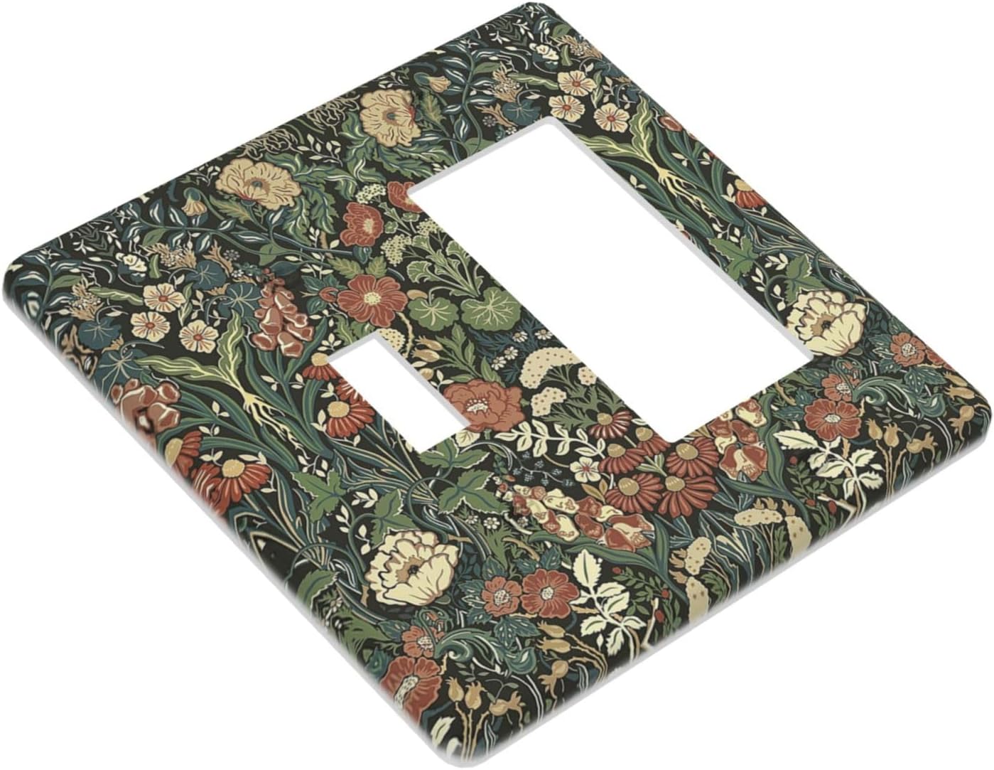Outlet Covers Vintage Dark Floral William Morris Green Flower 1 Toggle 1 Rocker Combination Decorative Wall Plate Electrical Switch Plates Light Switch Cover Plate for living Room Home