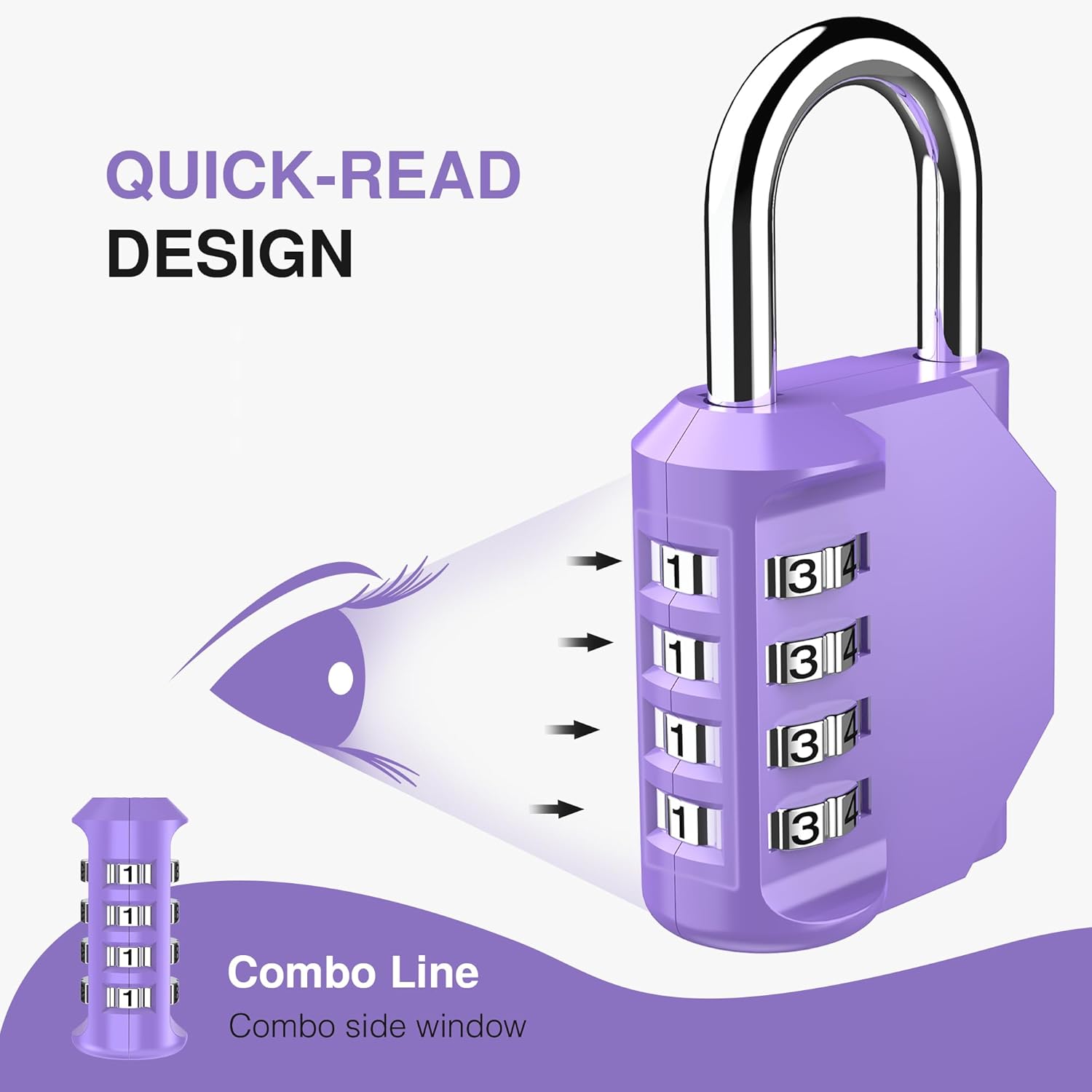 Puroma 4 Pack Combination Lock Multicolor for Locker 4 Digit Outdoor Waterproof Padlock for School, Gym, Sports, Fence, Toolbox, Gate, Case, Outdoor, Hasp Storage