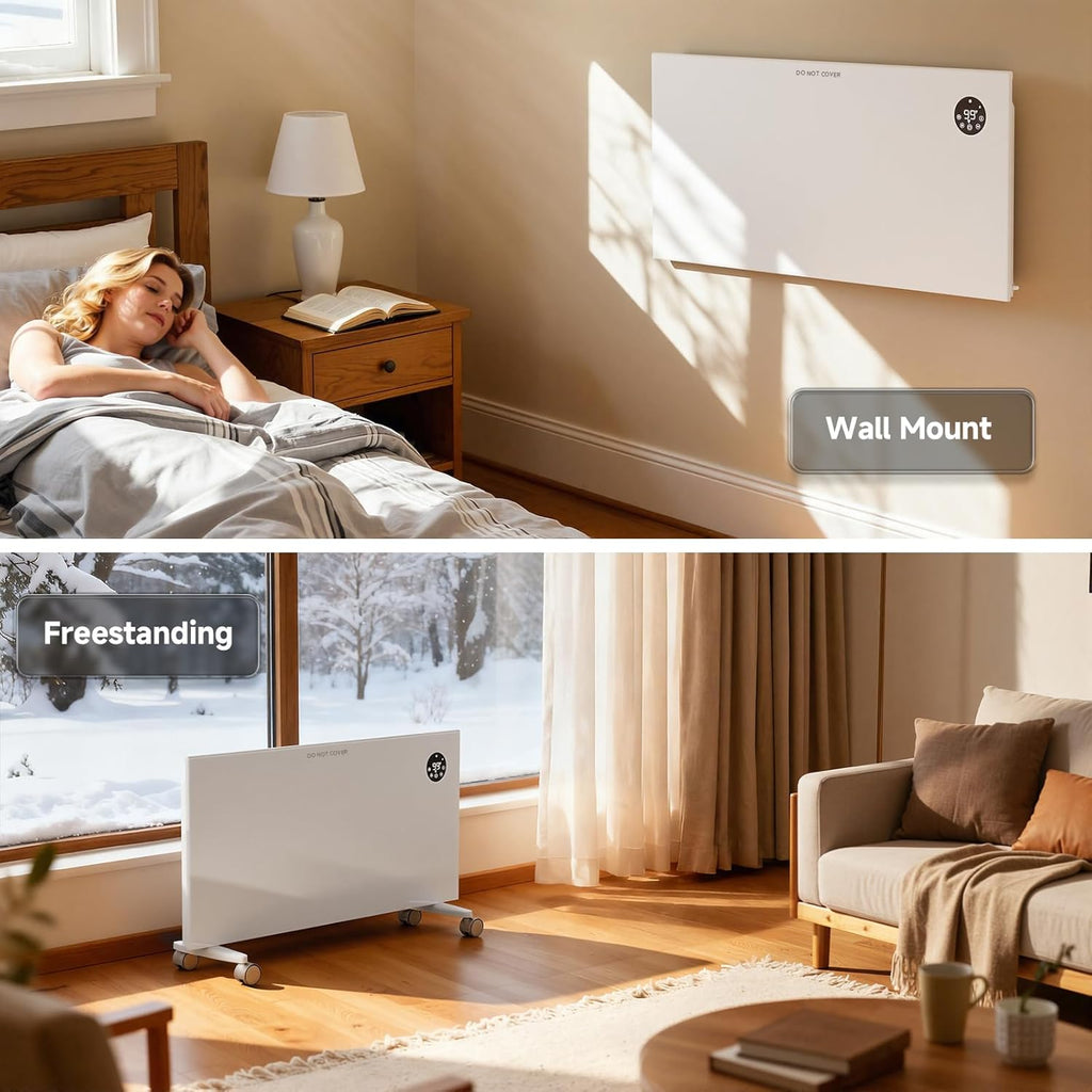 Pasapair Convection Panel Space Heater Indoor Use, 1500W Electric Heater with Wifi App Control, Smart Mica Infrared Heater with Programmable Thermostat, Wall Mount or Standing, Quiet & Eco Mode